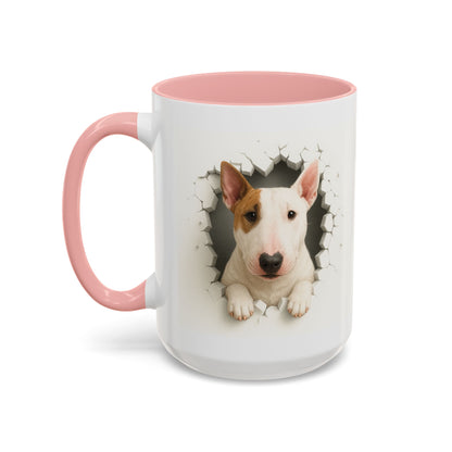 Bull Terrier Coffee Mug — Cute Dog Peeking Accent Mug (11/15oz)