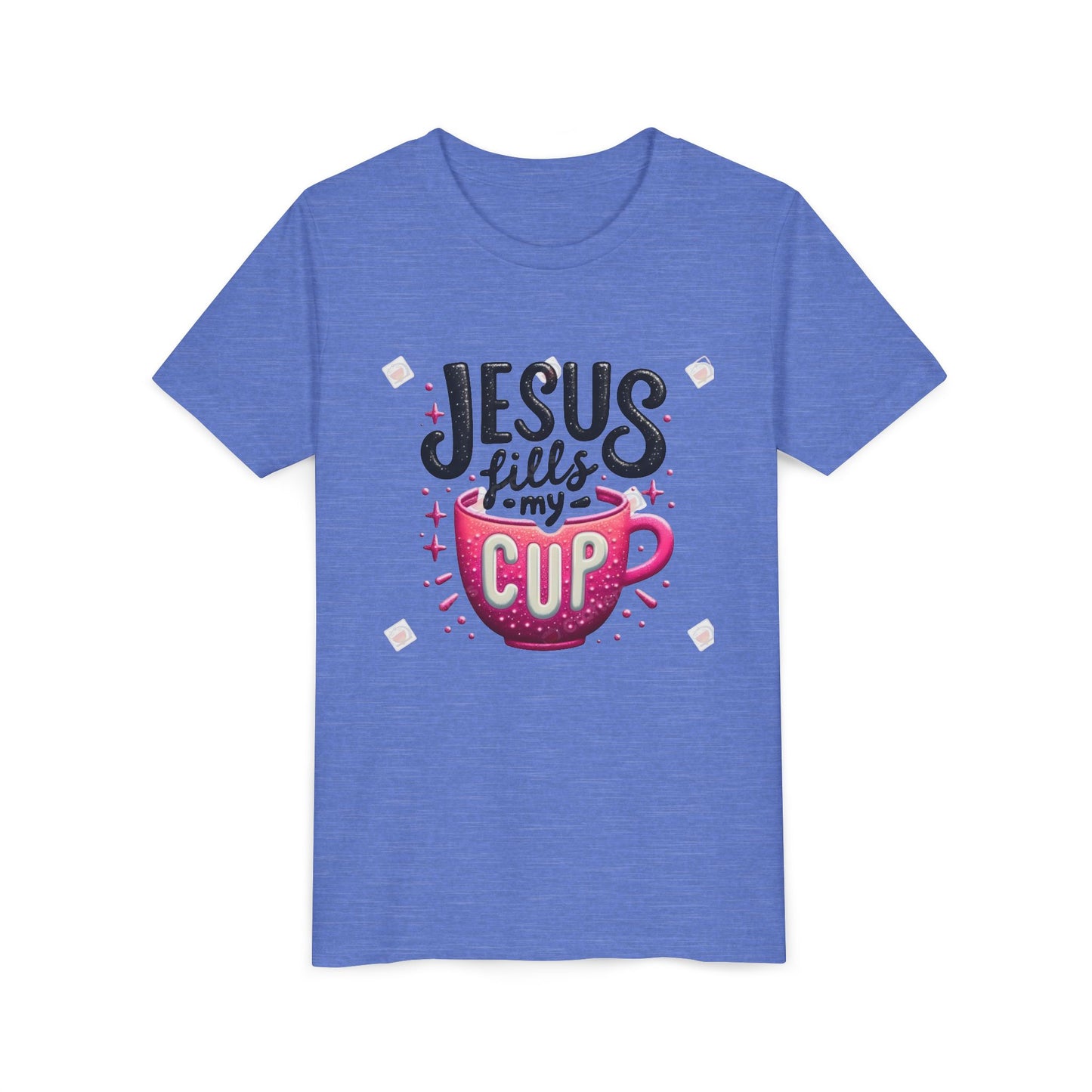 Jesus Fills My Cup Youth Tee — Christian Faith Kids Shirt