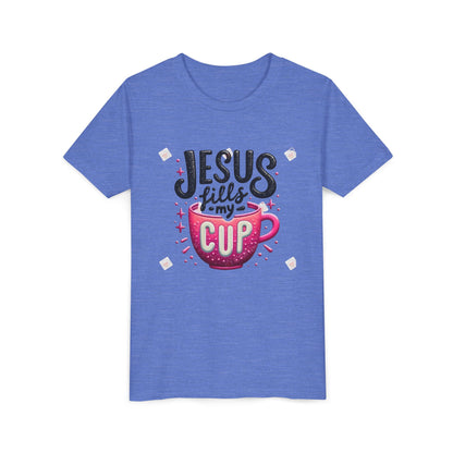Jesus Fills My Cup Youth Tee — Christian Faith Kids Shirt
