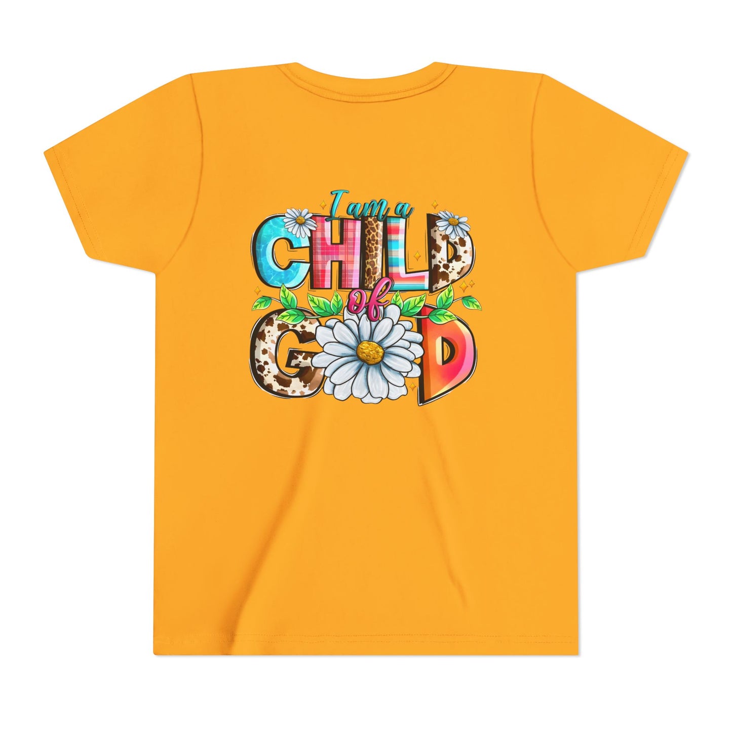 Youth Tee — "I Am a Child of God" Floral Christian Graphic