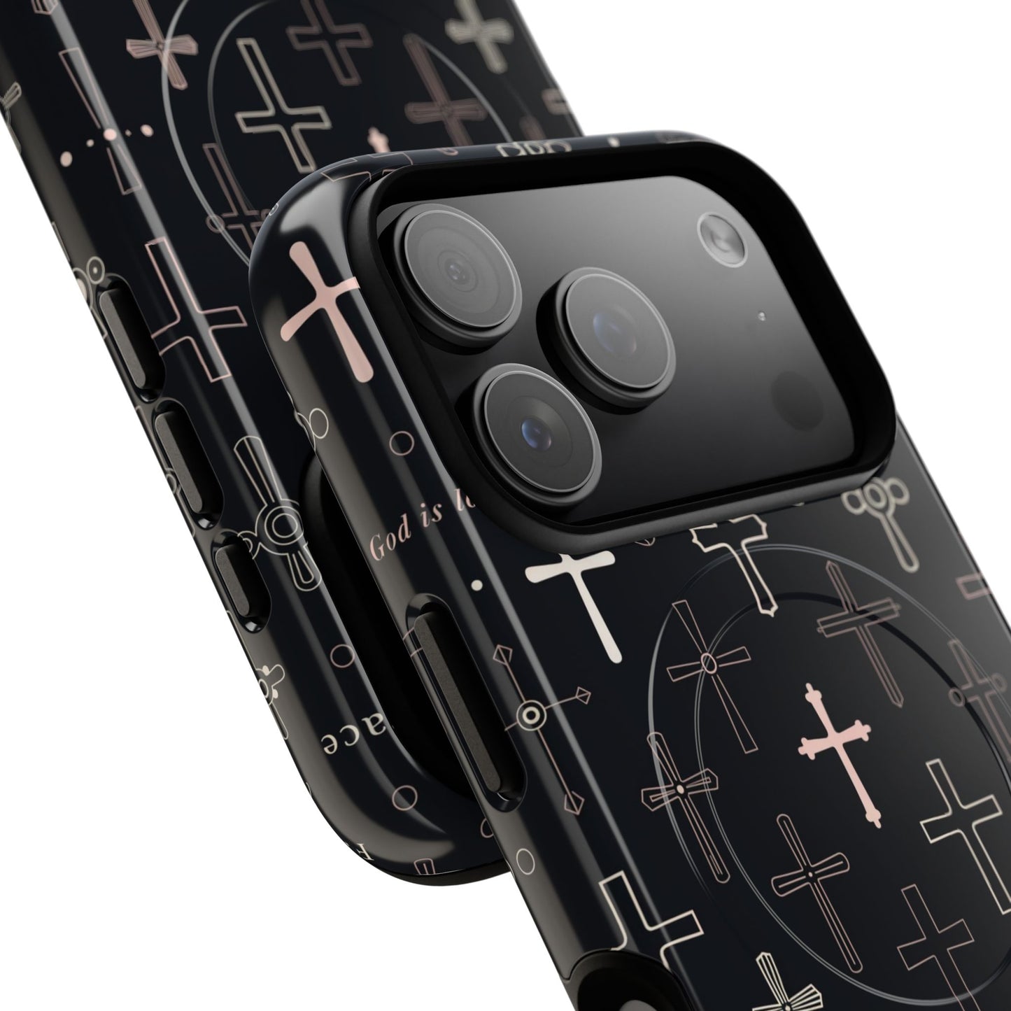Magnetic Phone Case — Black Crosses "Grace" Protective Cover