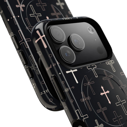 Magnetic Phone Case — Black Crosses "Grace" Protective Cover