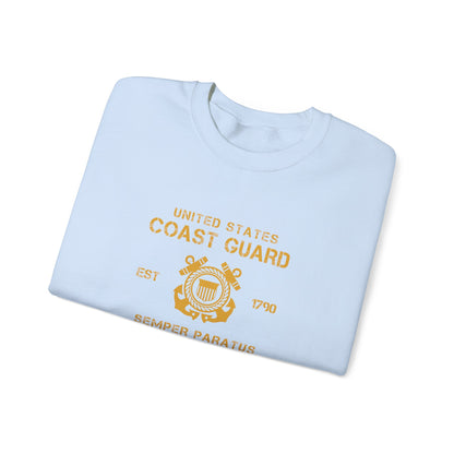 Coast Guard Crest Crewneck Sweatshirt — "Semper Paratus" Military Pullover