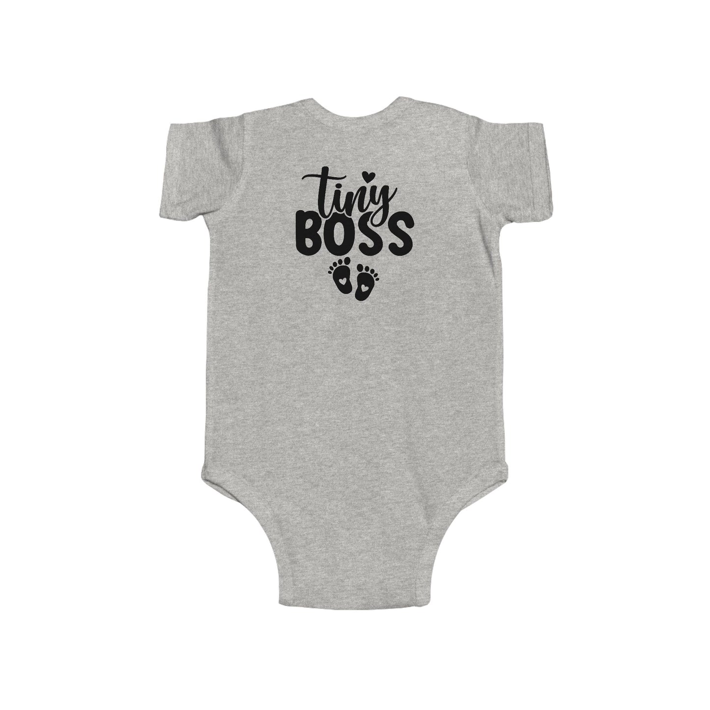 Infant Bodysuit - "Tiny Boss" Baby Onesie with Footprint Graphic