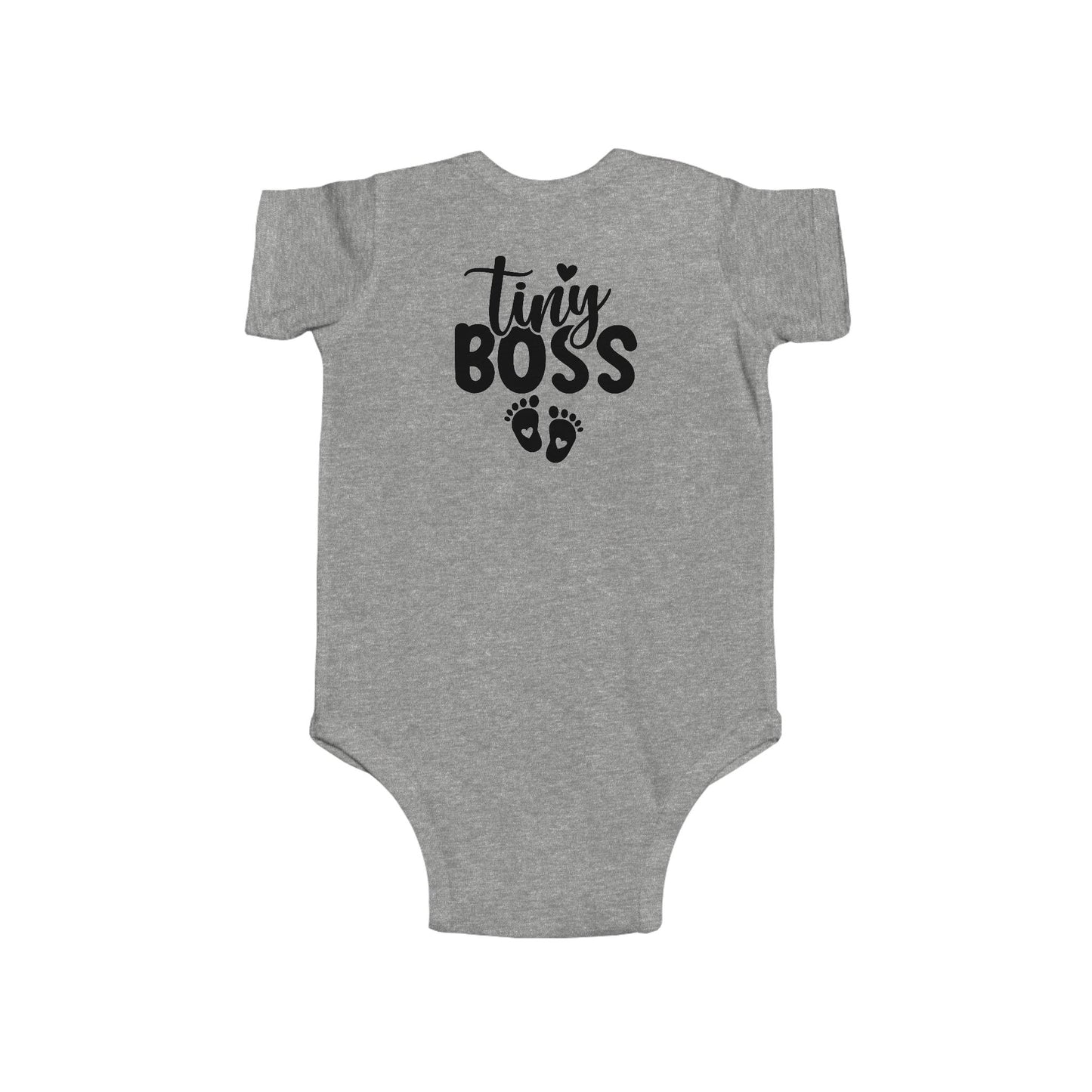 Infant Bodysuit - "Tiny Boss" Baby Onesie with Footprint Graphic