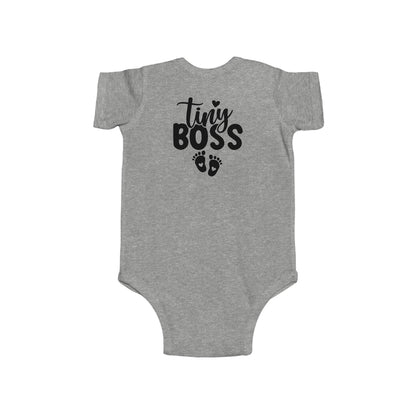 Infant Bodysuit - "Tiny Boss" Baby Onesie with Footprint Graphic