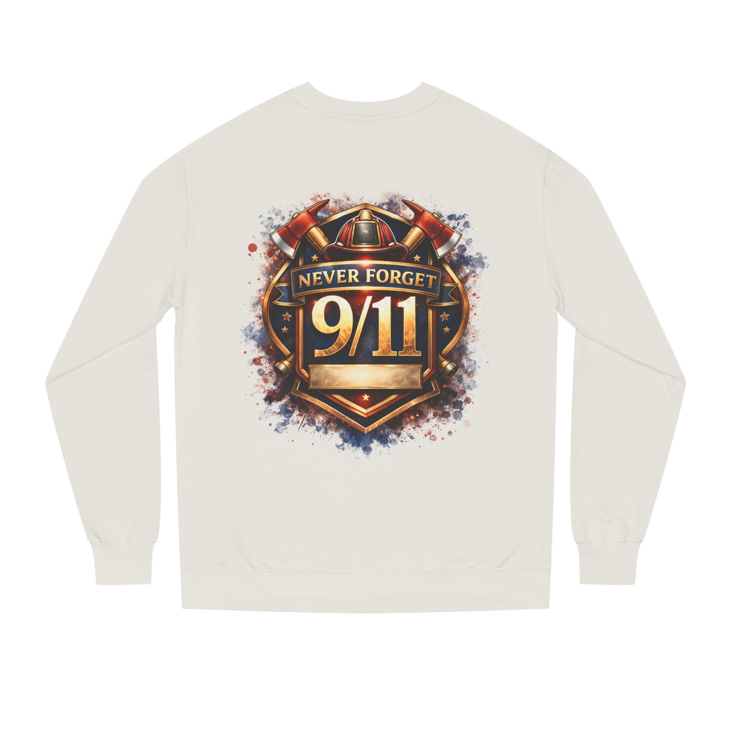 Never Forget 9/11 Sweatshirt — Memorial Firefighter Tribute Crewneck