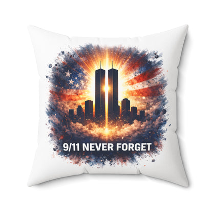 9/11 Never Forget Memorial Pillow — Twin Towers Tribute Throw Pillow