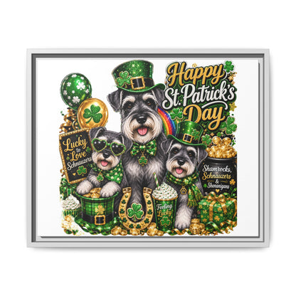 Happy St. Patrick's Day Schnauzer Canvas Print