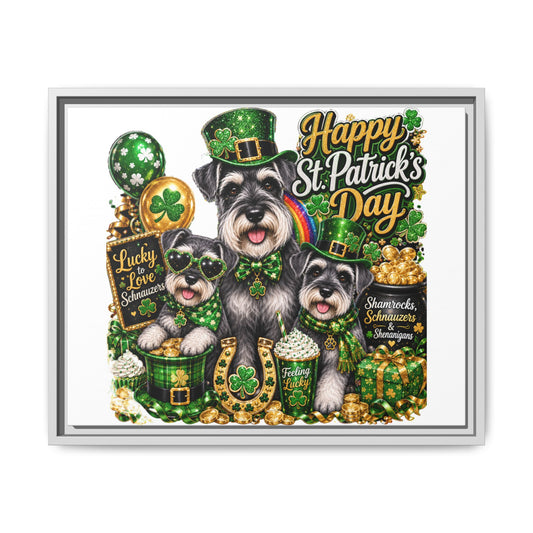 Happy St. Patrick's Day Schnauzer Canvas Print