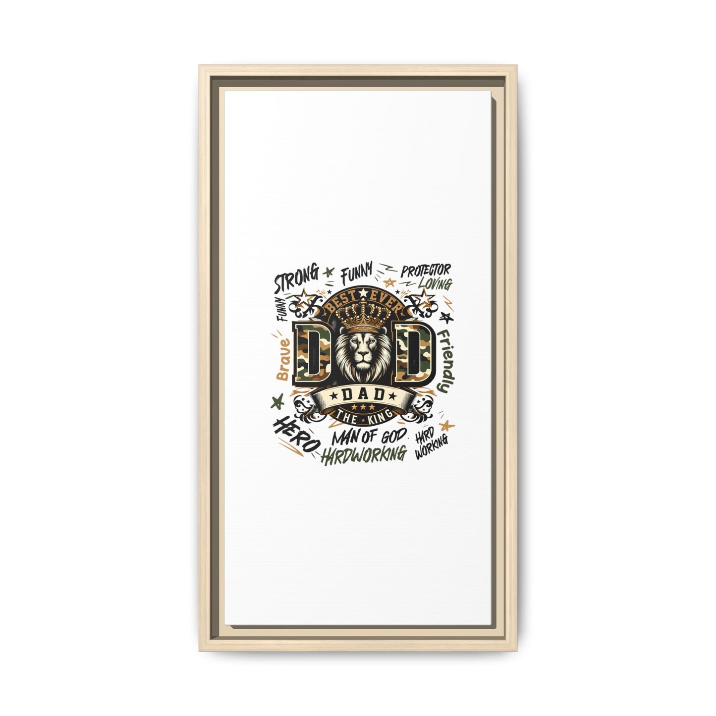 Framed Matte Canvas 'Best Ever DAD' Wall Art – Lion King Design, Father’s Day Gift
