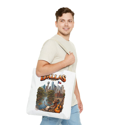Dallas Texas Scenic Tote Bag – City Skyline & Guitar Souvenir Tote