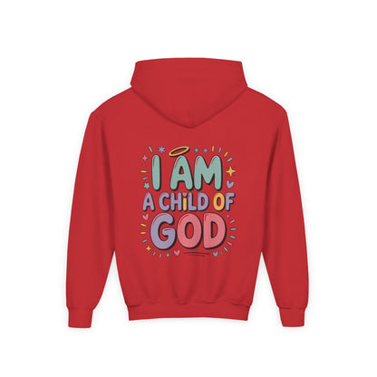 Youth Hoodie — "I Am a Child of God" Inspirational Kids Hooded Sweatshirt