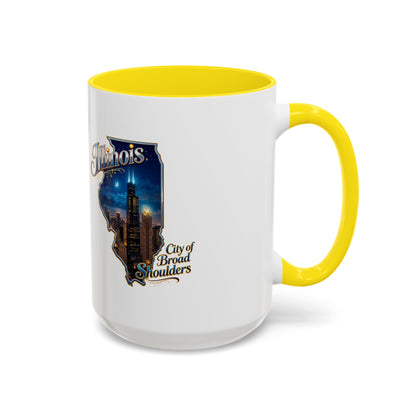 Illinois Skyline Accent Coffee Mug – City of Broad Shoulders Chicago Design (11/15oz)