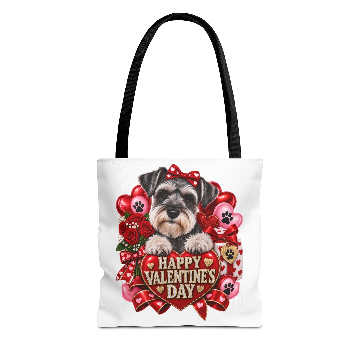 Valentine's Day Dog Tote Bag — Happy Valentine's Day Schnauzer Heart Design