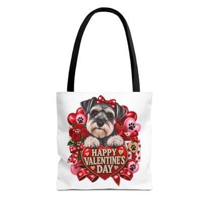 Valentine's Day Dog Tote Bag — Happy Valentine's Day Schnauzer Heart Design