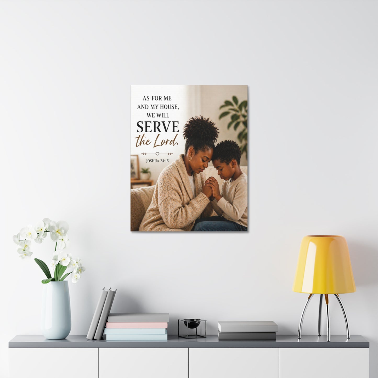 Serve the Lord Canvas Wall Art — Joshua 24:15 Family Prayer Stretched Canvas