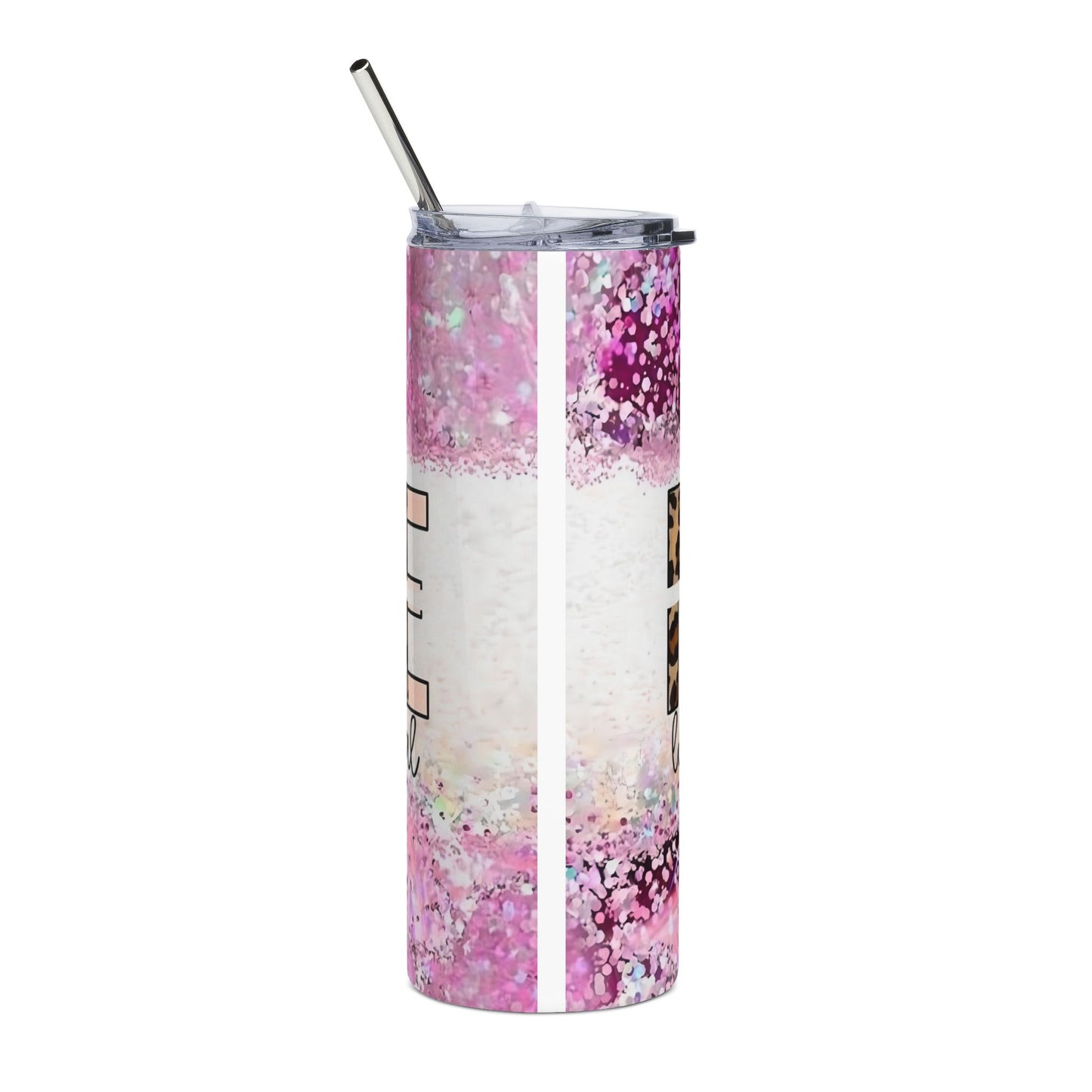 Nurse Leopard Print 20oz Stainless Tumbler — Pink Glitter ‘Love. Inspire.’ Design
