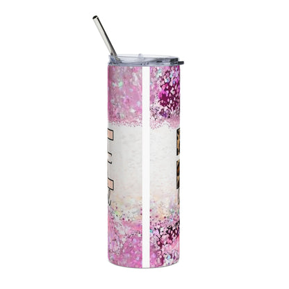Nurse Leopard Print 20oz Stainless Tumbler — Pink Glitter ‘Love. Inspire.’ Design