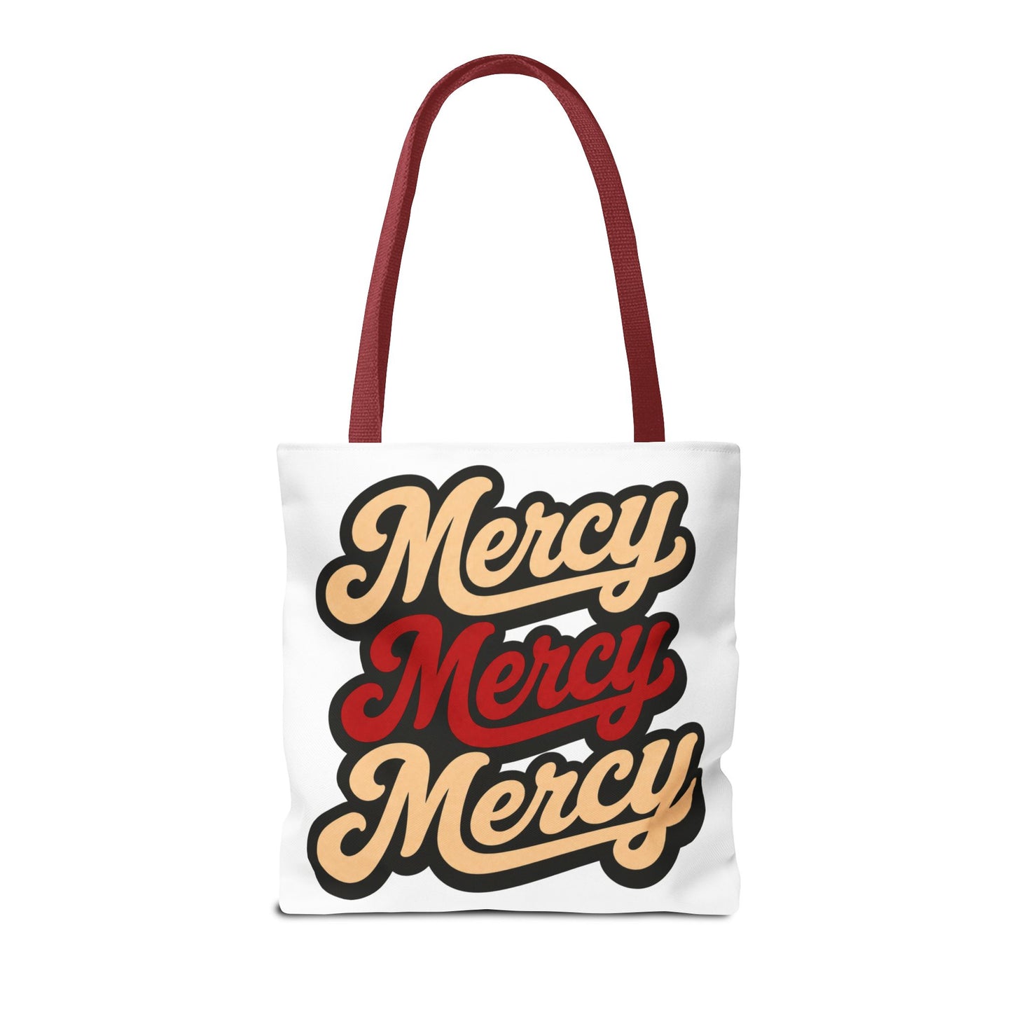 Mercy Mercy Mercy Retro Script Tote Bag — Vintage Typography Canvas Tote
