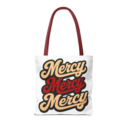 Mercy Mercy Mercy Retro Script Tote Bag — Vintage Typography Canvas Tote