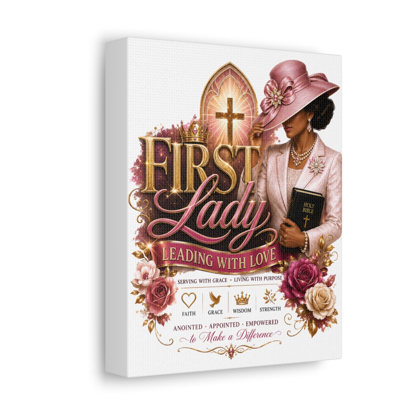 First Lady Leading With Love Canvas Wall Art — Faith-Based Church Decor