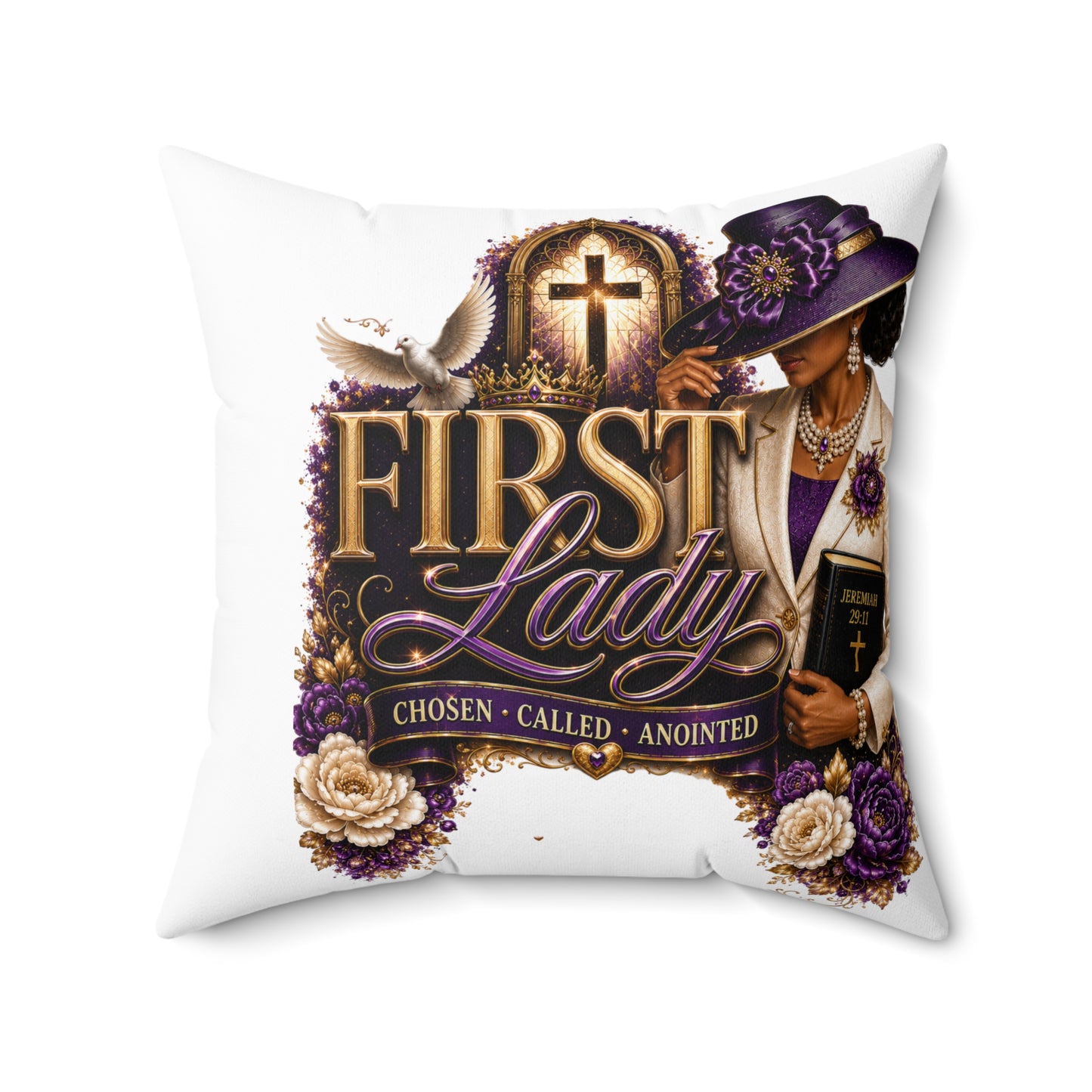 First Lady Decorative Pillow — "First Lady: Chosen • Called • Anointed" Faith Accent Pillow