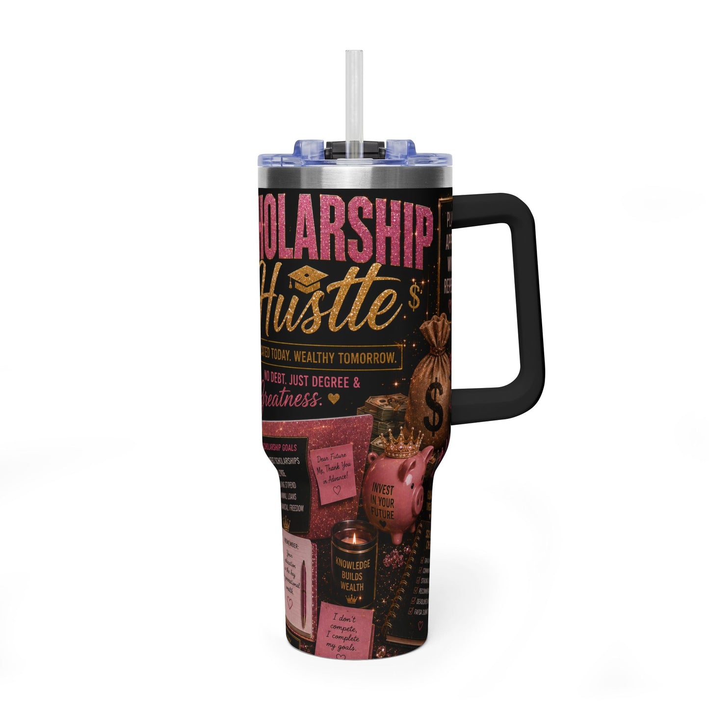 Scholar Hustle 40oz Vacuum Tumbler — Inspirational Study Travel Mug