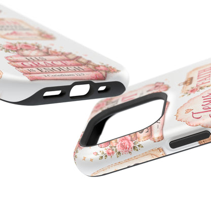 Christian Phone Case - "Fear Not, Faith Moves Mountains, Jesus Saves" Floral Magnetic Impact-Resistant Case