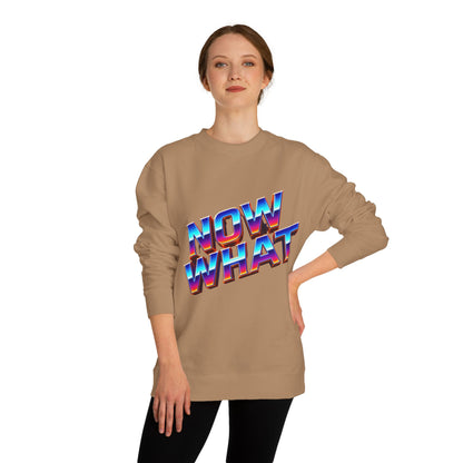 Now What Retro Sweatshirt — Bold 80s Gradient Graphic Crewneck