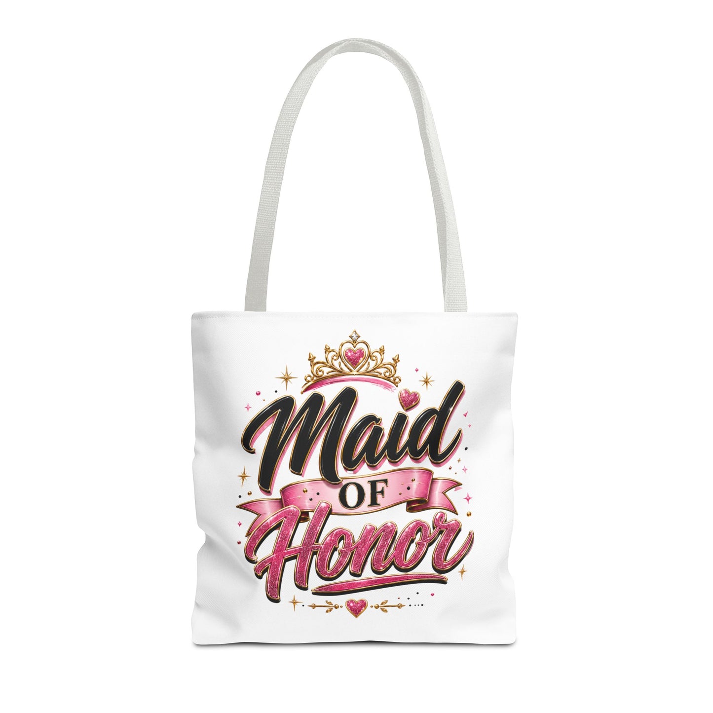 Maid of Honor Tote Bag — Pink Crown Bridal Party Tote for Weddings & Bachelorette