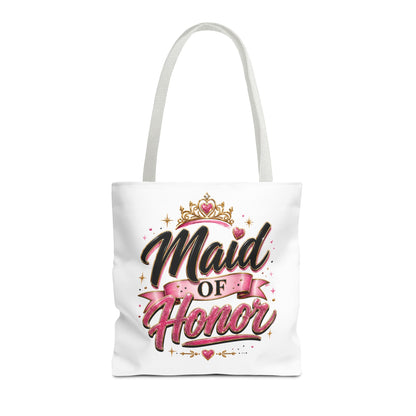 Maid of Honor Tote Bag — Pink Crown Bridal Party Tote for Weddings & Bachelorette