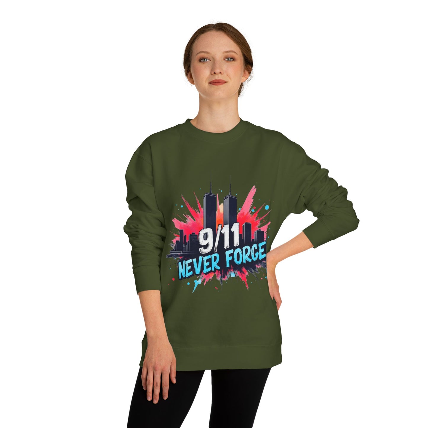 9/11 Never Forget Sweatshirt - Tribute Crewneck with Twin Towers Graphic
