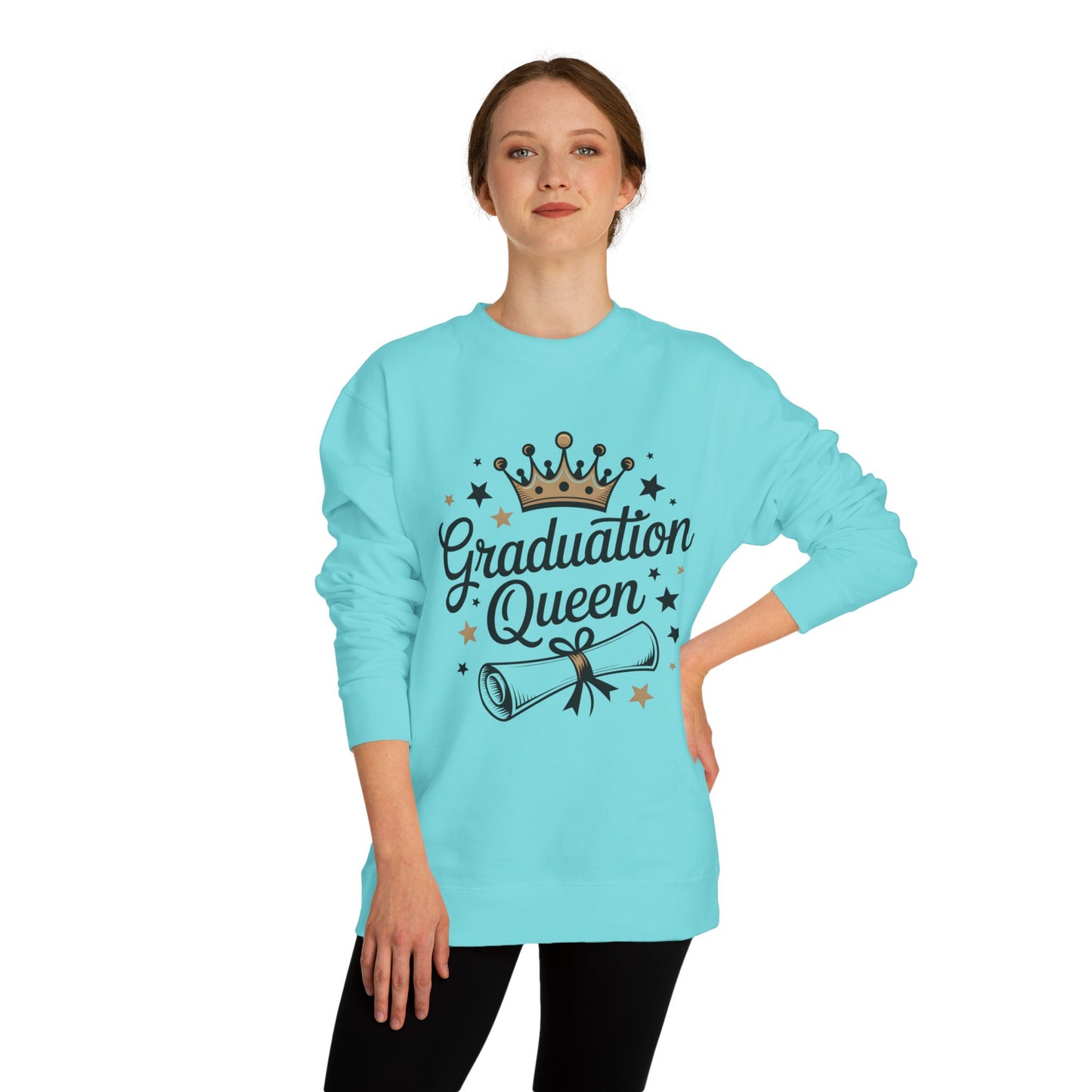 Graduation Queen Crewneck Sweatshirt — Crown & Diploma Celebration Pullover