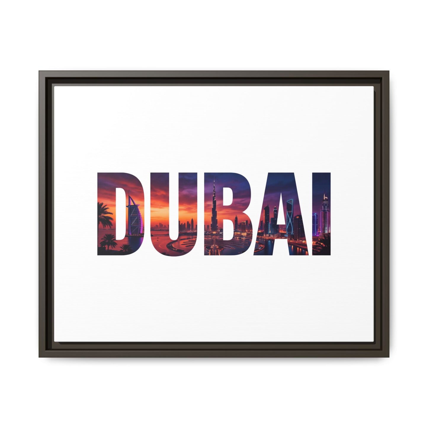 Dubai Photo-Text Matte Canvas Framed Wall Art