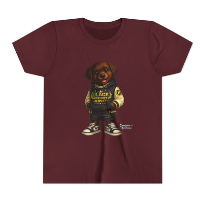 Youth Tee — 'Black History King' Puppy Graphic Shirt