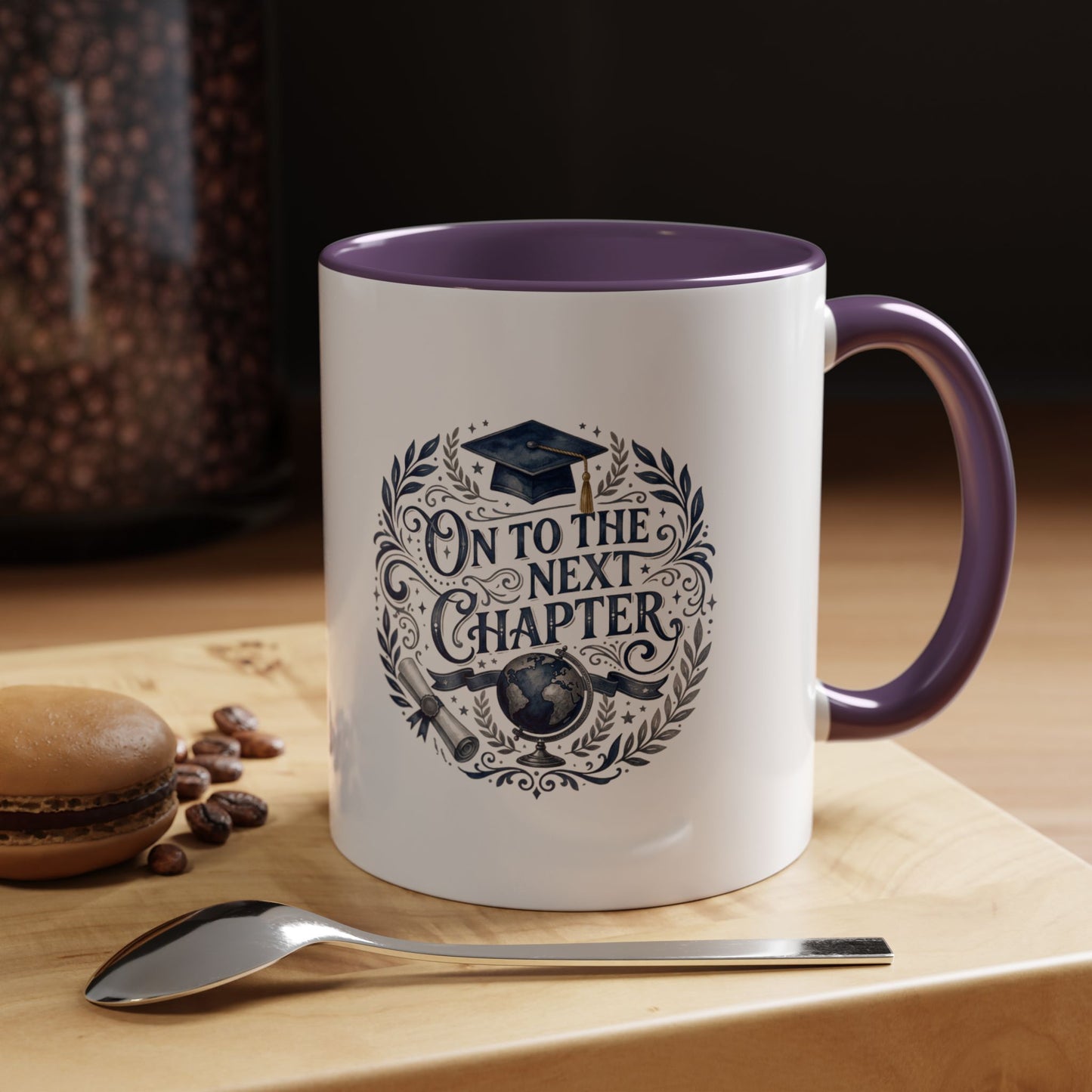 Graduation Coffee Mug — "On to the Next Chapter" Ceramic Accent Mug