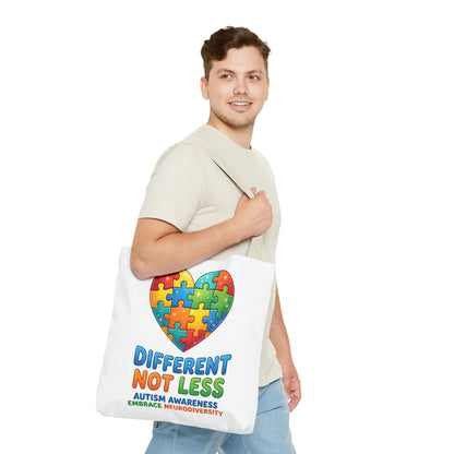 Autism Awareness Tote — "Different Not Less" Puzzle Heart