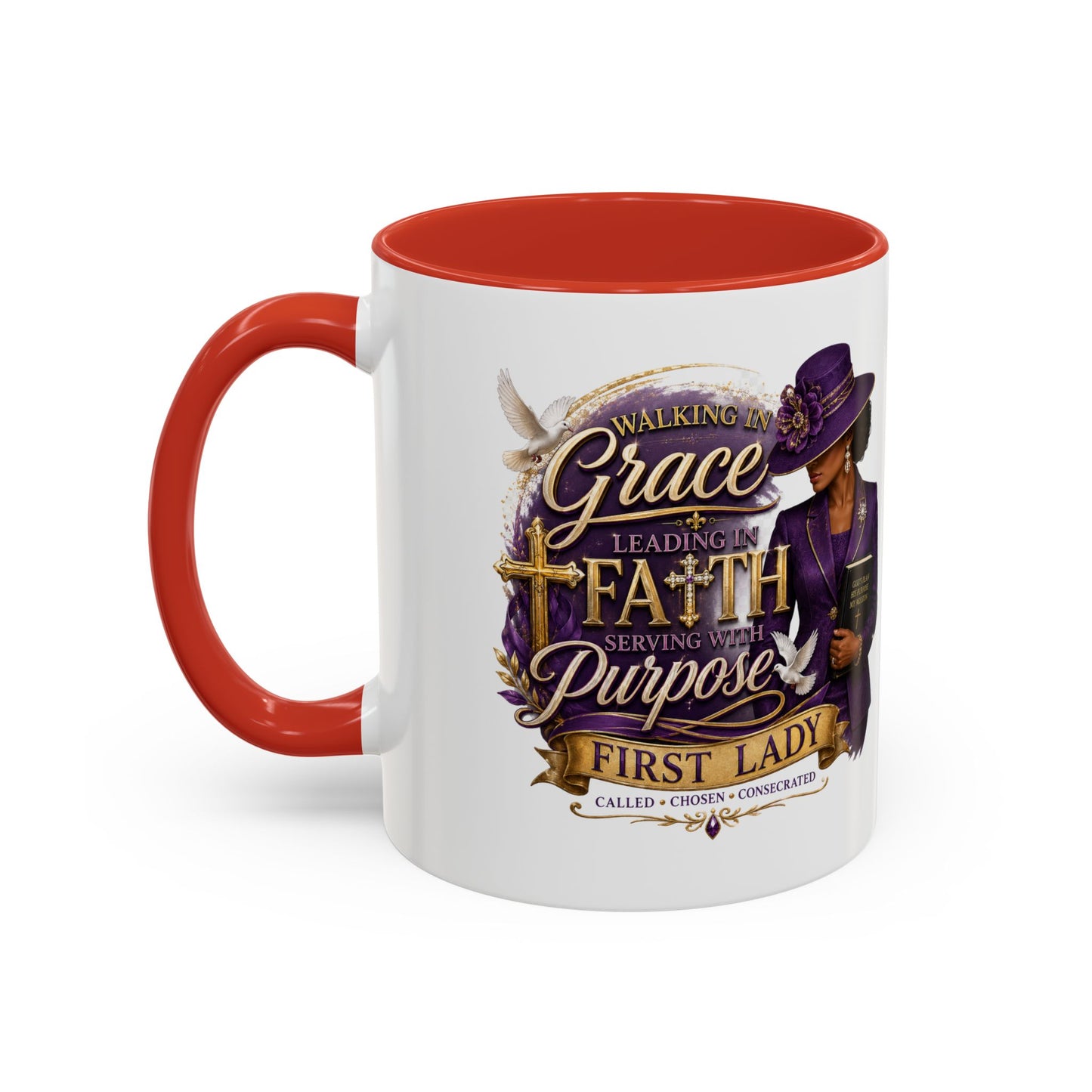 Faith & Purpose Accent Coffee Mug — First Lady Church Design (11/15oz)