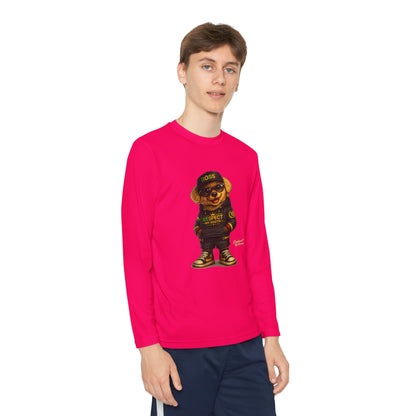 Youth Long Sleeve Tee — Streetwear Bear Graphic, 'Respect' Hip-Hop Kids Shirt