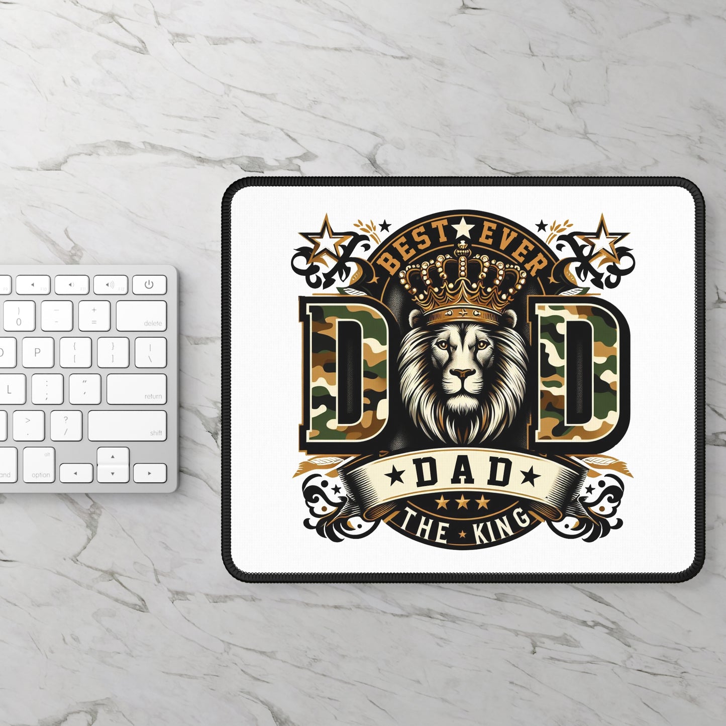 Gaming Mouse Pad — "Best Ever Dad" Lion Crown Camouflage Design (Father's Day Gift)