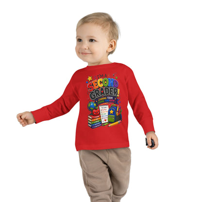 Toddler Long Sleeve Tee — "I'm a Second Grader!" Back-to-School Graphic Shirt