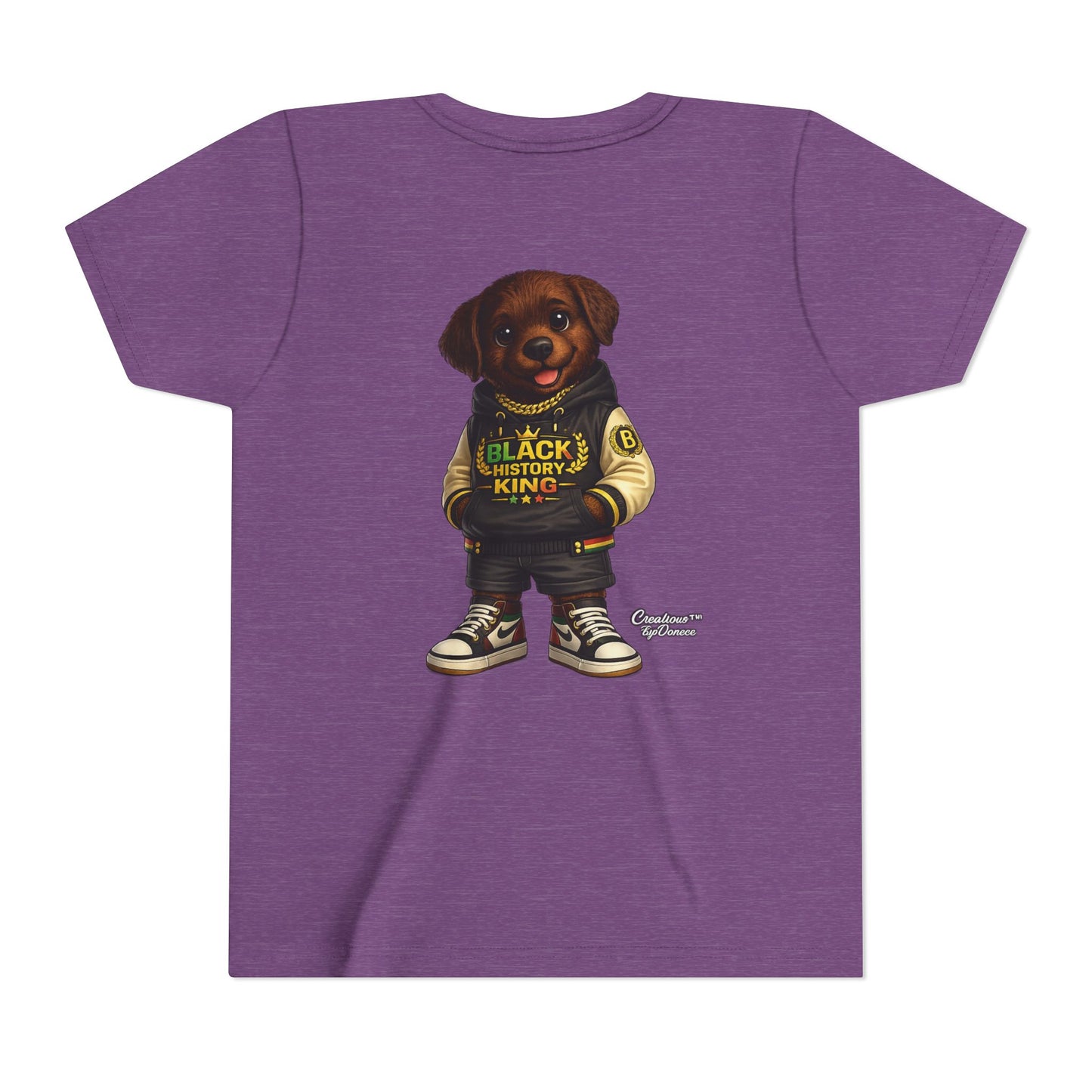 Youth Tee — 'Black History King' Puppy Graphic Shirt