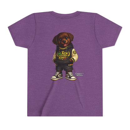 Youth Tee — 'Black History King' Puppy Graphic Shirt