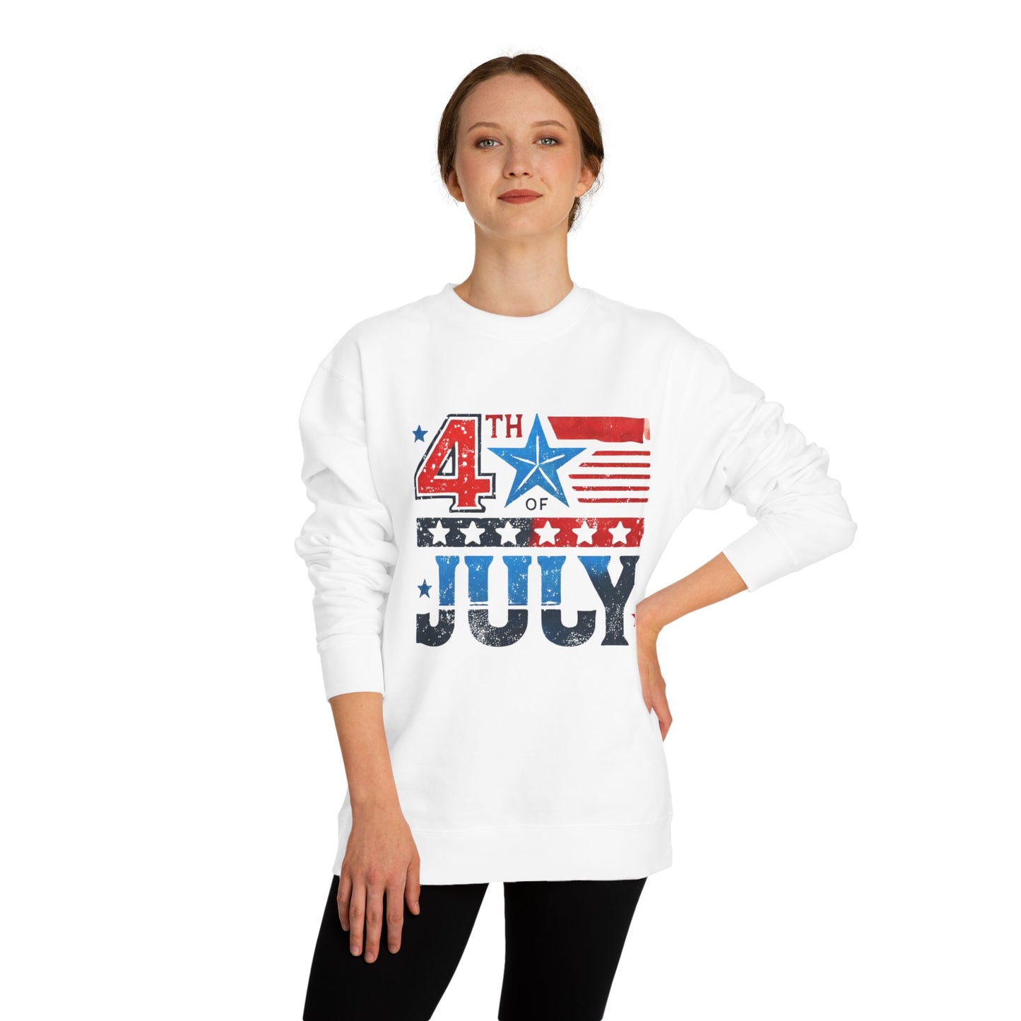 4th of July Crewneck Sweatshirt – Patriotic American Flag Design