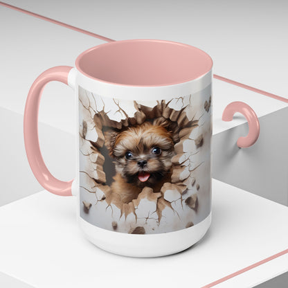 Puppy Breaking Through Accent Coffee Mug — Cute Dog 11/15oz Gift