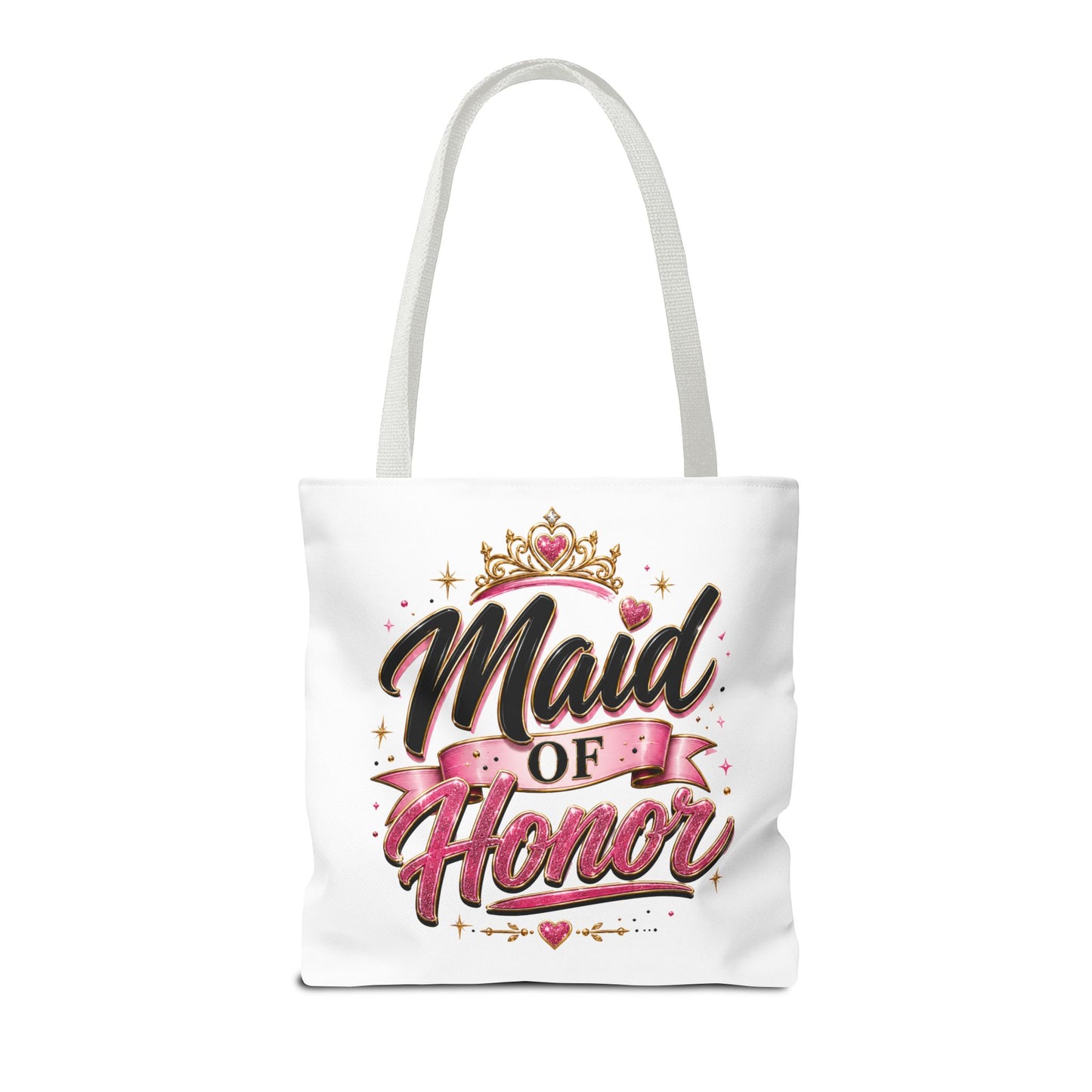 Maid of Honor Tote Bag — Pink Crown Bridal Party Tote for Weddings & Bachelorette