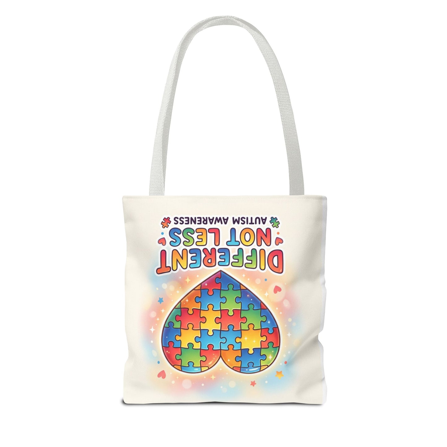 Autism Awareness Tote Bag — "Different Not Less" Puzzle Heart Design