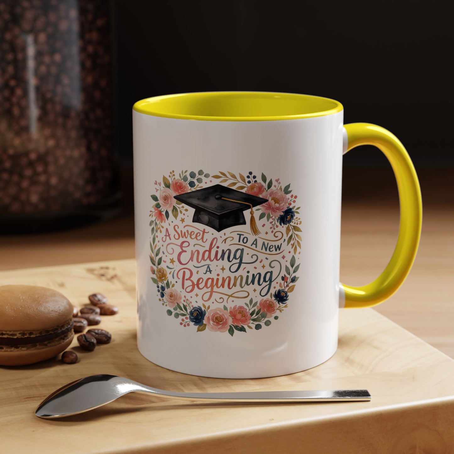 Graduation Floral Coffee Mug — "A Sweet Ending to a New Beginning"