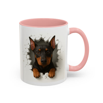 Doberman Peekaboo Accent Coffee Mug – Cute Dog Lover Gift (11/15oz)